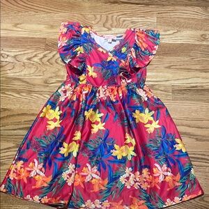 Tommy Bahama Blue and Pink Ruffled Tiered Sundress